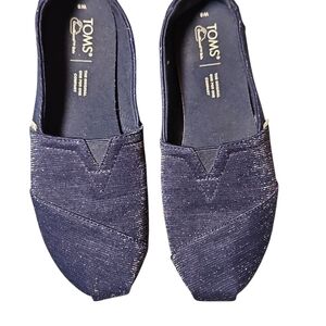 Toms Blue/silver Slip Ons 8W
